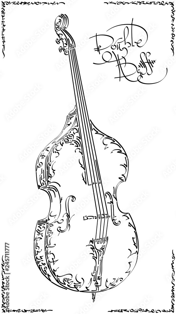 Fototapeta premium Vector illustration drawing of double bass.