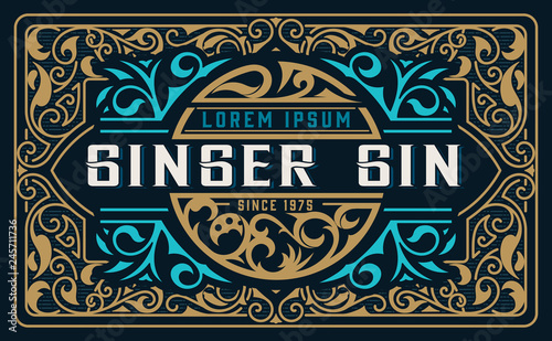 Vintage Gin label. Vector layered