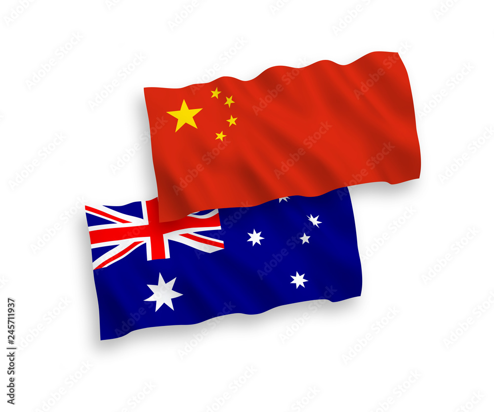 Flags of Australia and China on a white background Flags of Australia and China on a white background