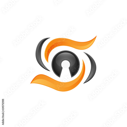 vector logo template concept illustration. Abstract eye creative sign. Security technology and surveillance. Design element