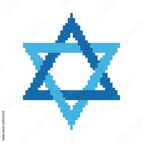 Blue pixel diamond. Vector illustration.