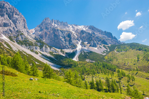 View closeup Alpine rocks in National park Dachstein, Austria, Europe