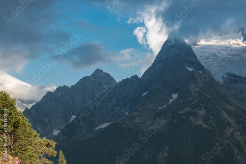 Closeup mountains and forest scenes in national park Caucasus, Russia