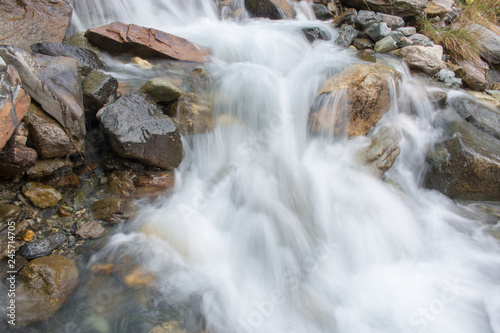 Closeup view waterfall scenes in mountains  national park Caucasus  Russia