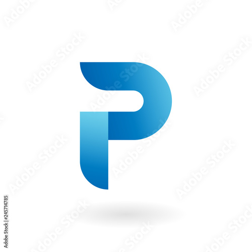 P letter blue flat vector logo template
