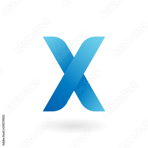 X letter blue flat vector logo template