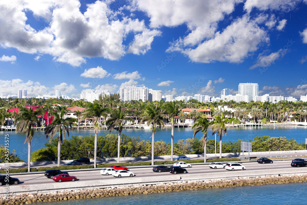 Obraz premium Miami, MacArthur Causeway, USA, Florida