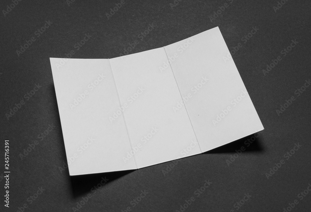 3 fold brochure on a background of black paper 3 fold brochure on a background of black paper