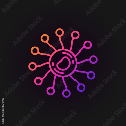 Virus Bacteria concept colored vector icon or symbol in thin line style on dark background
