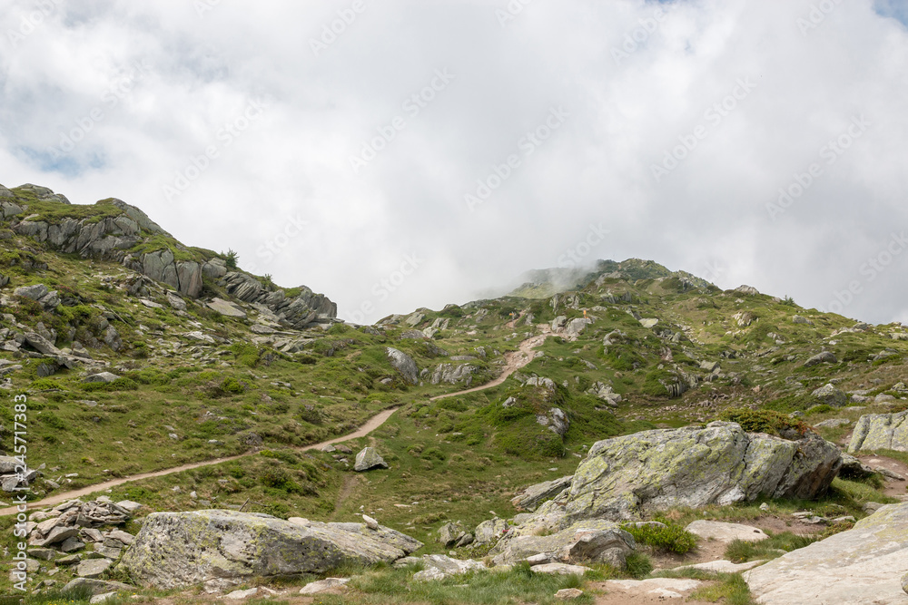 Mountains scenes, walk through the great Aletsch Glacier