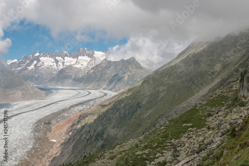 Mountains scenes  walk through the great Aletsch Glacier