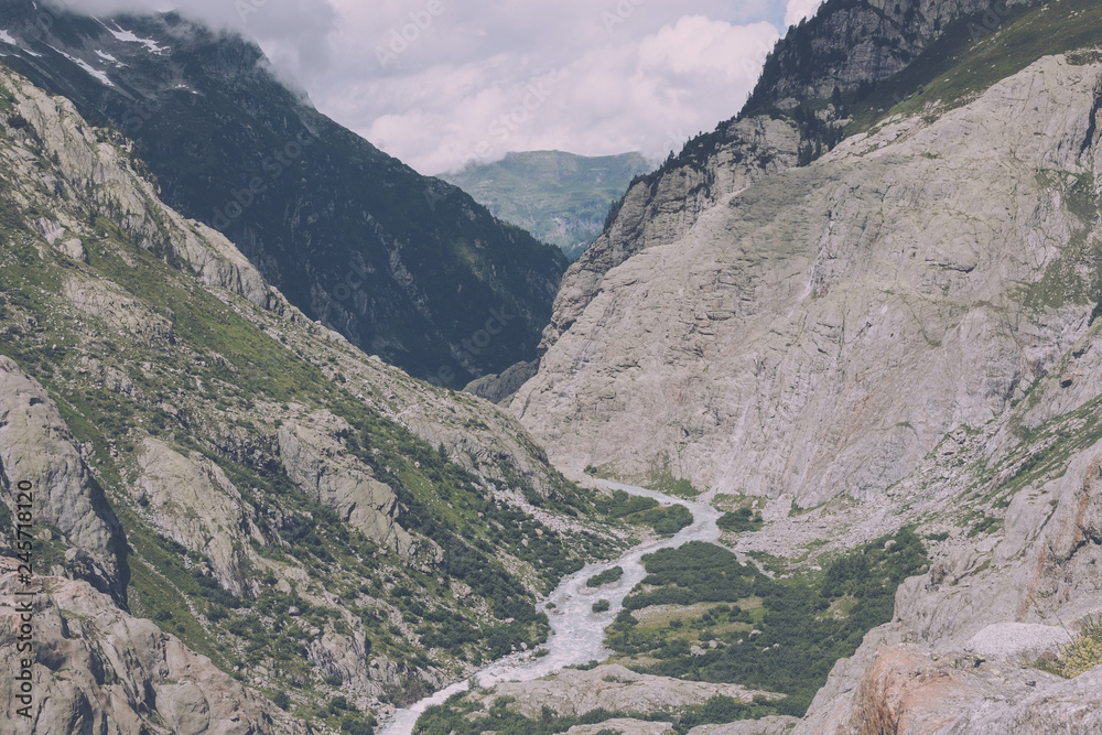 Fototapeta premium Closeup mountains scenes, walk to Trift Bridge in national park Switzerland