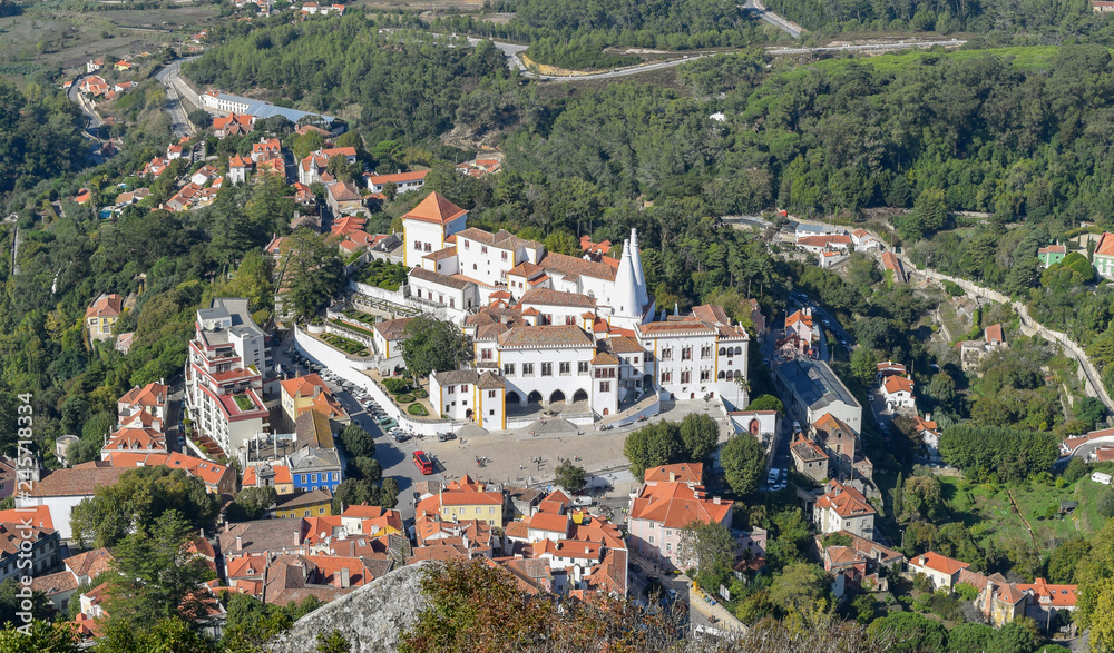 Aerial view of the National Palace, Sintra, Portugal