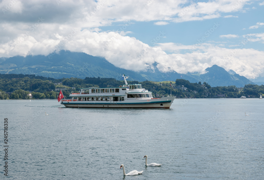 View on lake Lucerne and mountains scenes, Lucerne, Switzerland, Europe