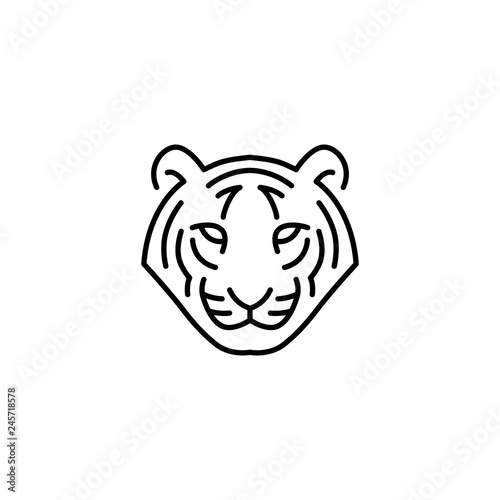 white tiger head logo vector icon illustration line outline monoline