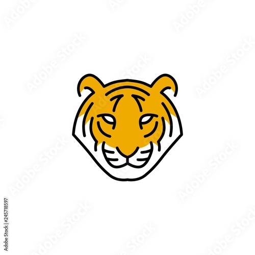 tiger head logo vector icon illustration line outline monoline