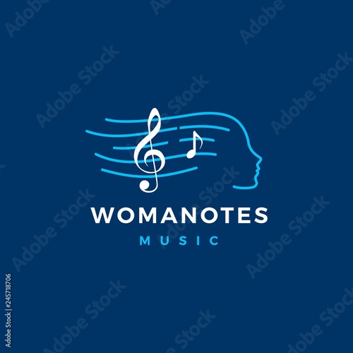 woman notes music logo vector icon illustration