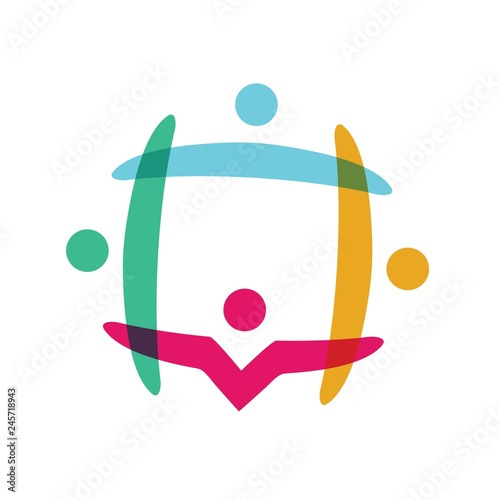 people family together human unity chat bubble logo vector icon