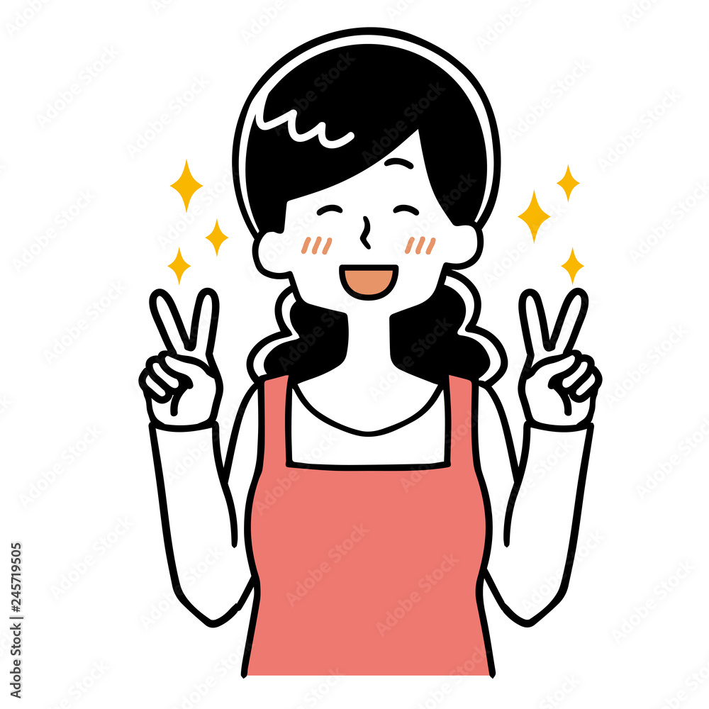 主婦 笑顔 ピースサイン ピース 主婦 笑顔 ピースサイン ピース