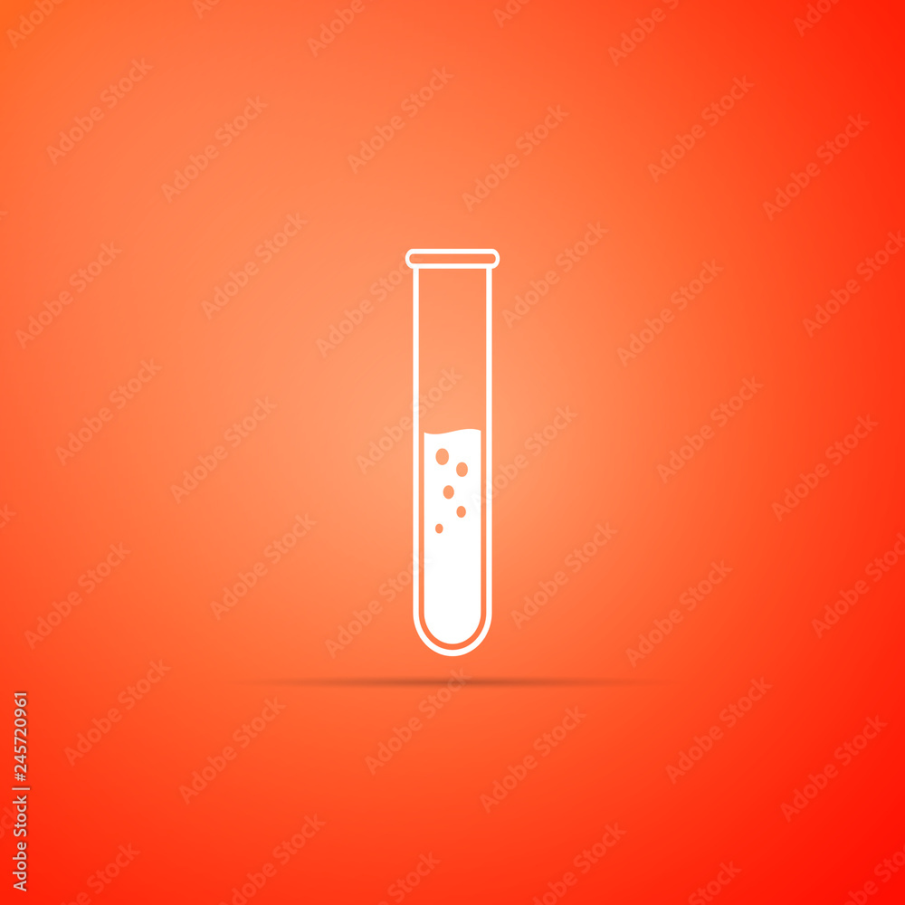 Test tube and flask - chemical laboratory test icon isolated on orange background. Flat design. Vector Illustration Test tube and flask - chemical laboratory test icon isolated on orange background. Flat design. Vector Illustration