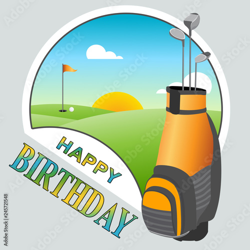 Happy Birthday Golfing Message As Surprise Greeting For Golfer - 3d Illustration