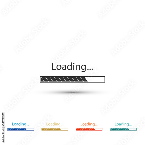 Loading icon isolated on white background. Progress bar icon. Set elements in colored icons. Flat design. Vector Illustration