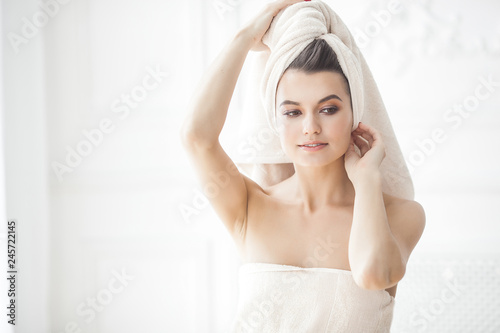 Young beautiful woman after shower