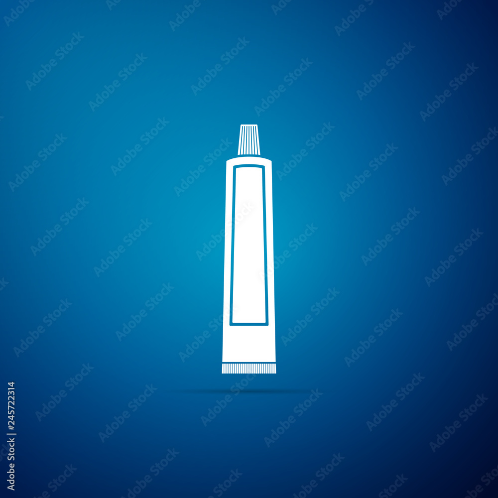 Tube of toothpaste icon isolated on blue background. Flat design. Vector Illustration Tube of toothpaste icon isolated on blue background. Flat design. Vector Illustration