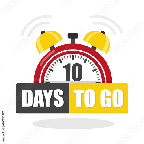 Number of 10 days to go flat icon. Vector stock flat illustration
