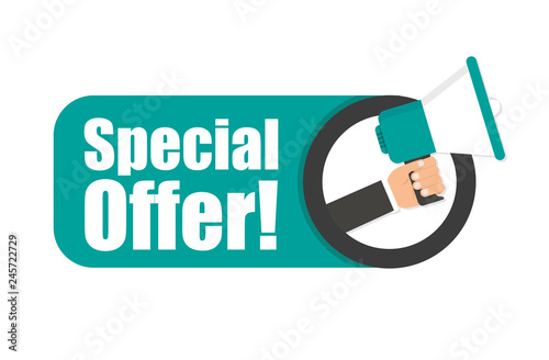 Hand holding megaphone - Special offer