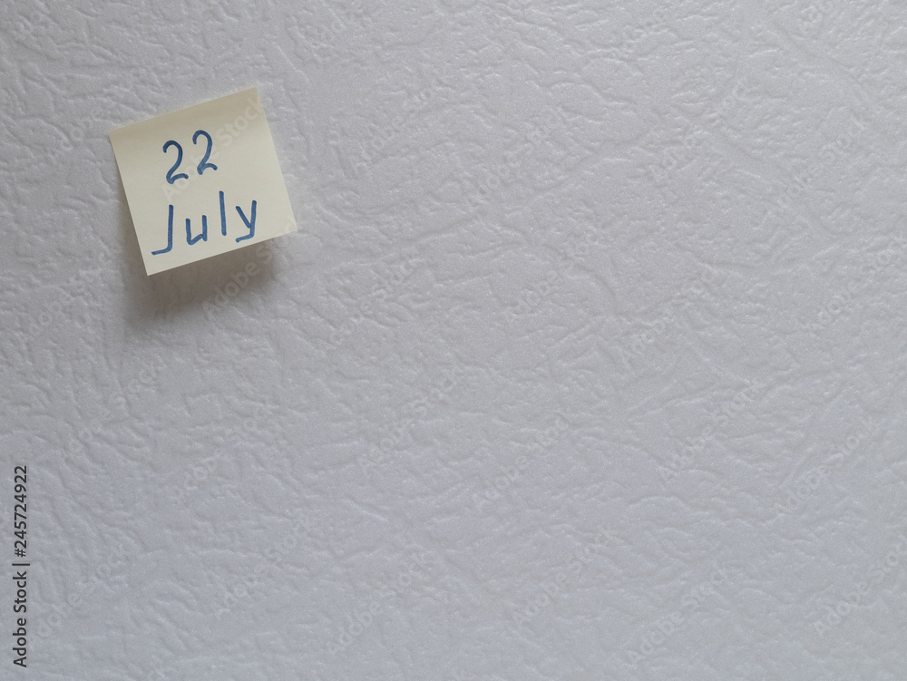July 22, calendar date sticky note July 22, calendar date sticky note