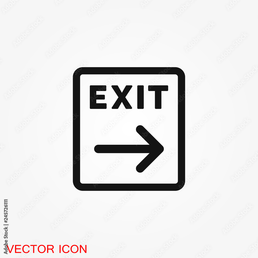 The exit icon. Logout and output, outlet, out symbol. Vector logo The exit icon. Logout and output, outlet, out symbol. Vector logo