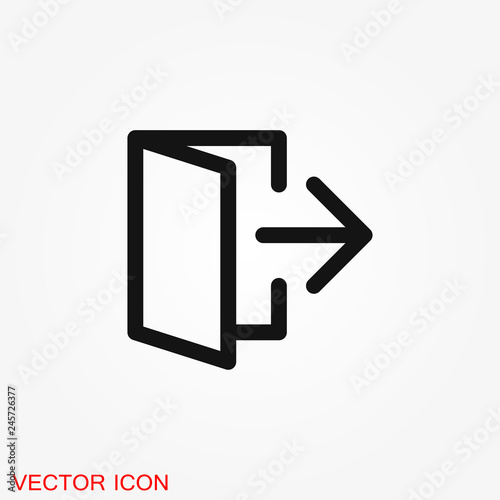 The exit icon. Logout and output, outlet, out symbol. Vector logo