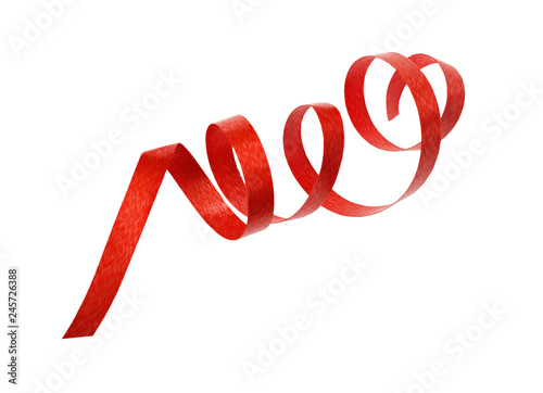 Scrolled red paper ribbon