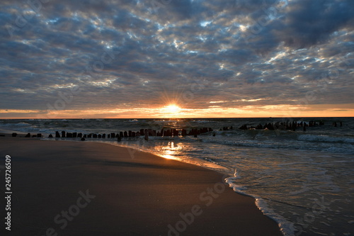 Great sunset on the beach of Debki
