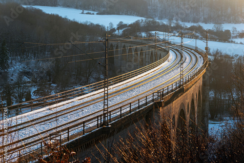 Der Viadukt in Altenbeken zur Goldenen Stunde im Winter photo