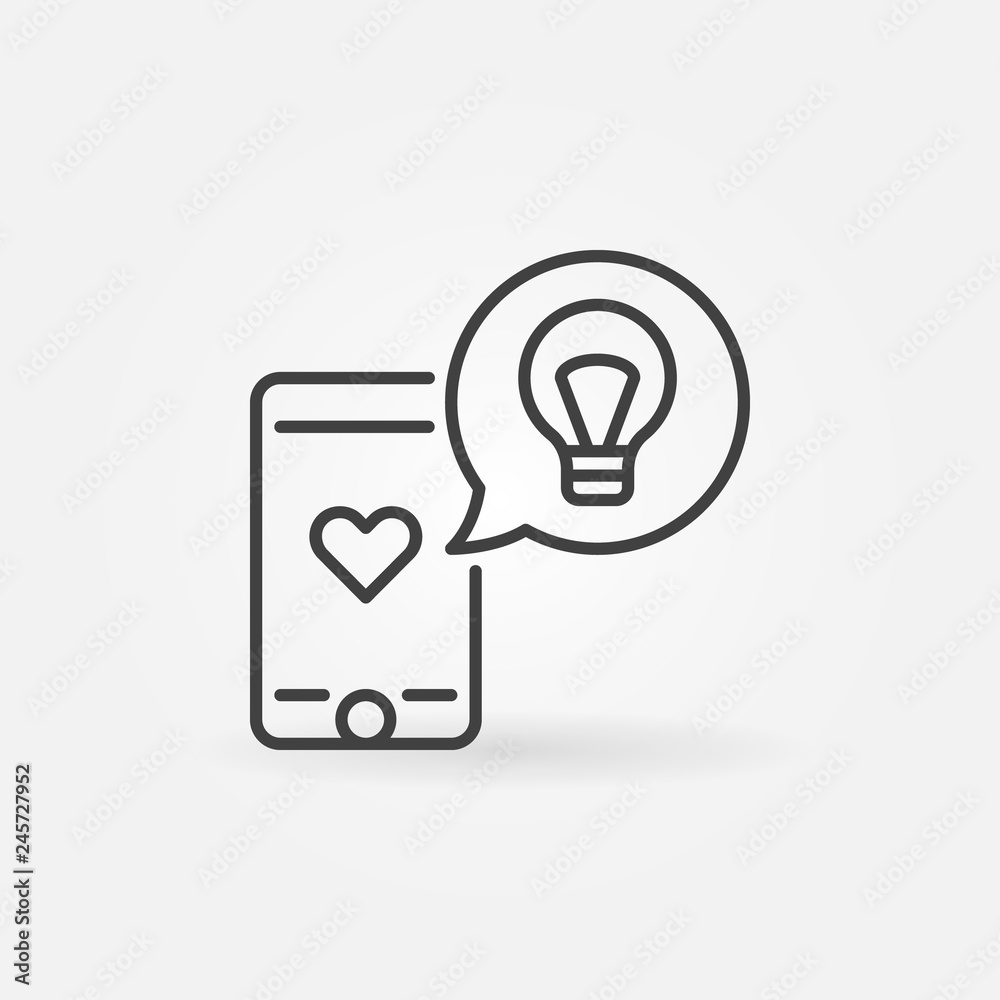 Mobile phone with speech bubble vector concept outline icon or symbol Mobile phone with speech bubble vector concept outline icon or symbol