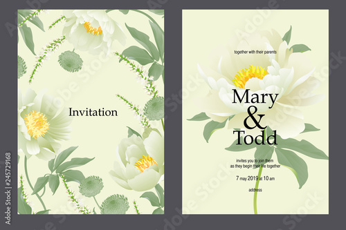 Set of cards wedding invitations. Floral vector illustration.
