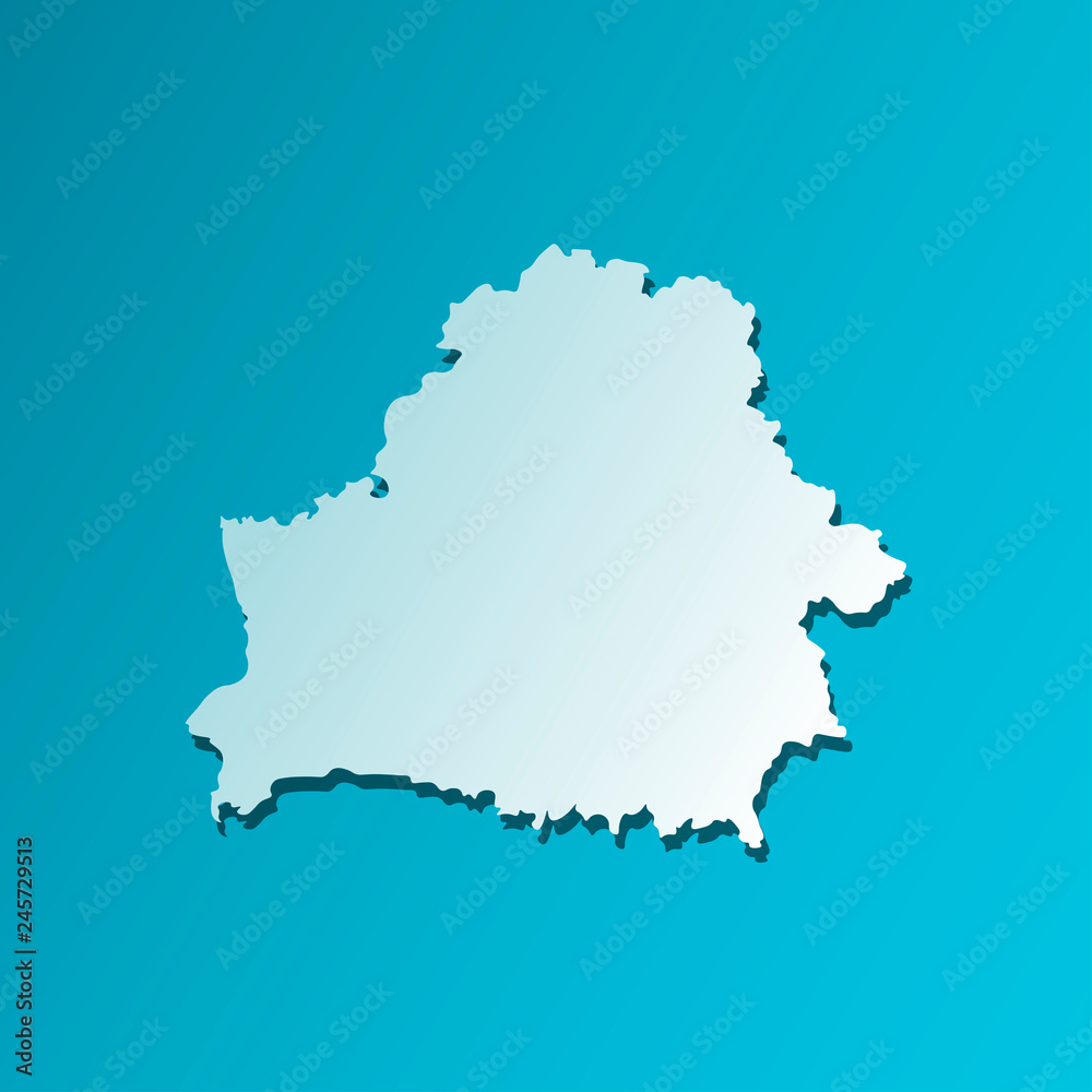 Vector isolated simplified illustration icon with blue silhouette of Belarus map. Blue background