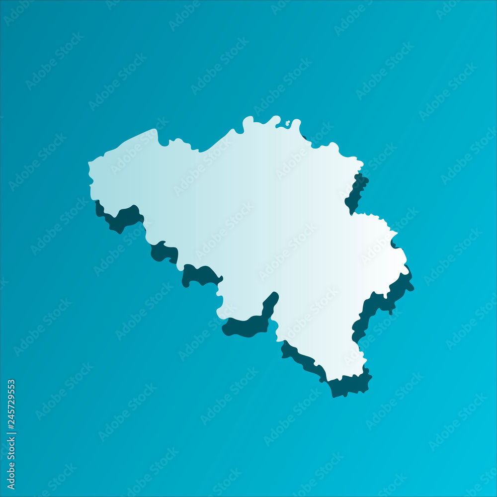 Obraz premium Vector isolated simplified illustration icon with blue silhouette of Belgium map. Blue background