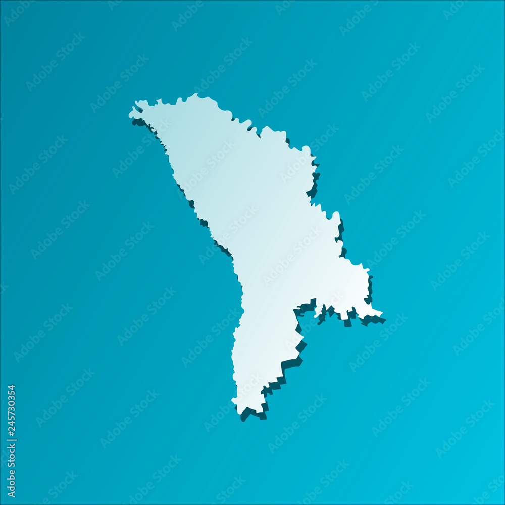 Vector isolated simplified illustration icon with blue silhouette of Moldova map. Blue background