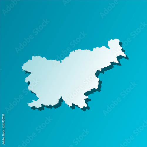 Vector isolated simplified illustration icon with blue silhouette of Slovenia map. Blue background