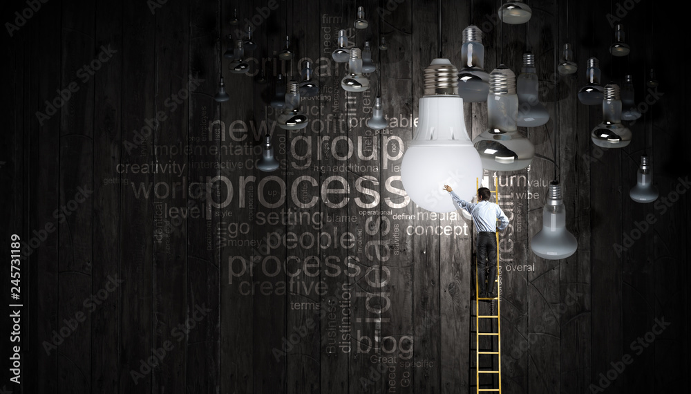 Fototapeta premium Great idea for success achieving. Mixed media
