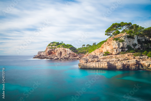 Seaside view from Cala Almonia, beautiful wild natural beach on Mallorca island photo