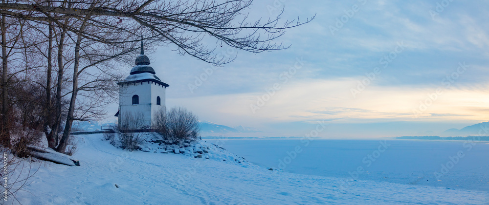 Ancient little church on the bank of the Liptovska Mara dam, Slovakia Ancient little church on the bank of the Liptovska Mara dam, Slovakia