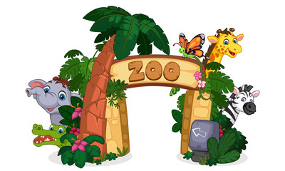 Foto auf Acrylglas Zoo beautiful zoo entrance gate vector illustration  © Pallavi