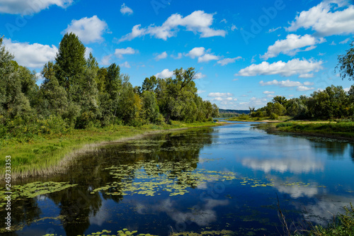 Samara, region, river, Volga, mountains, ditches, water, reflection, shore, blue, sky, white, clouds, shore, sand, forest, trees, nature, walk