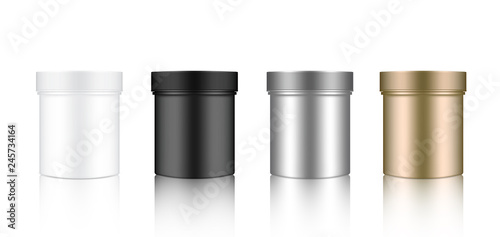 Mock up Realistic Jar Packaging Product For Cosmetic Beauty and Health Care medicine isolated on White Background.
