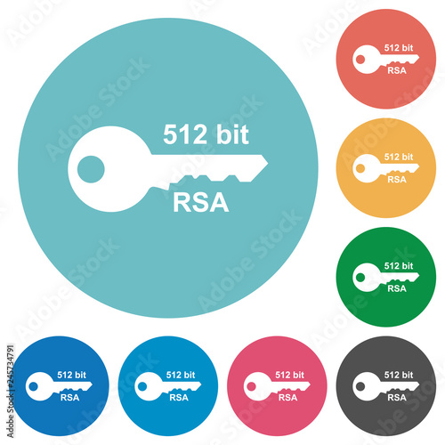 512 bit rsa encryption flat round icons