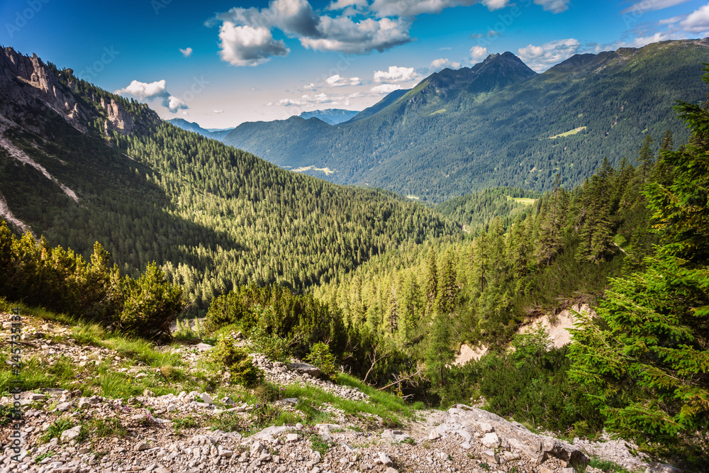 Panoramic view from Alps near San Martino di Castrozza